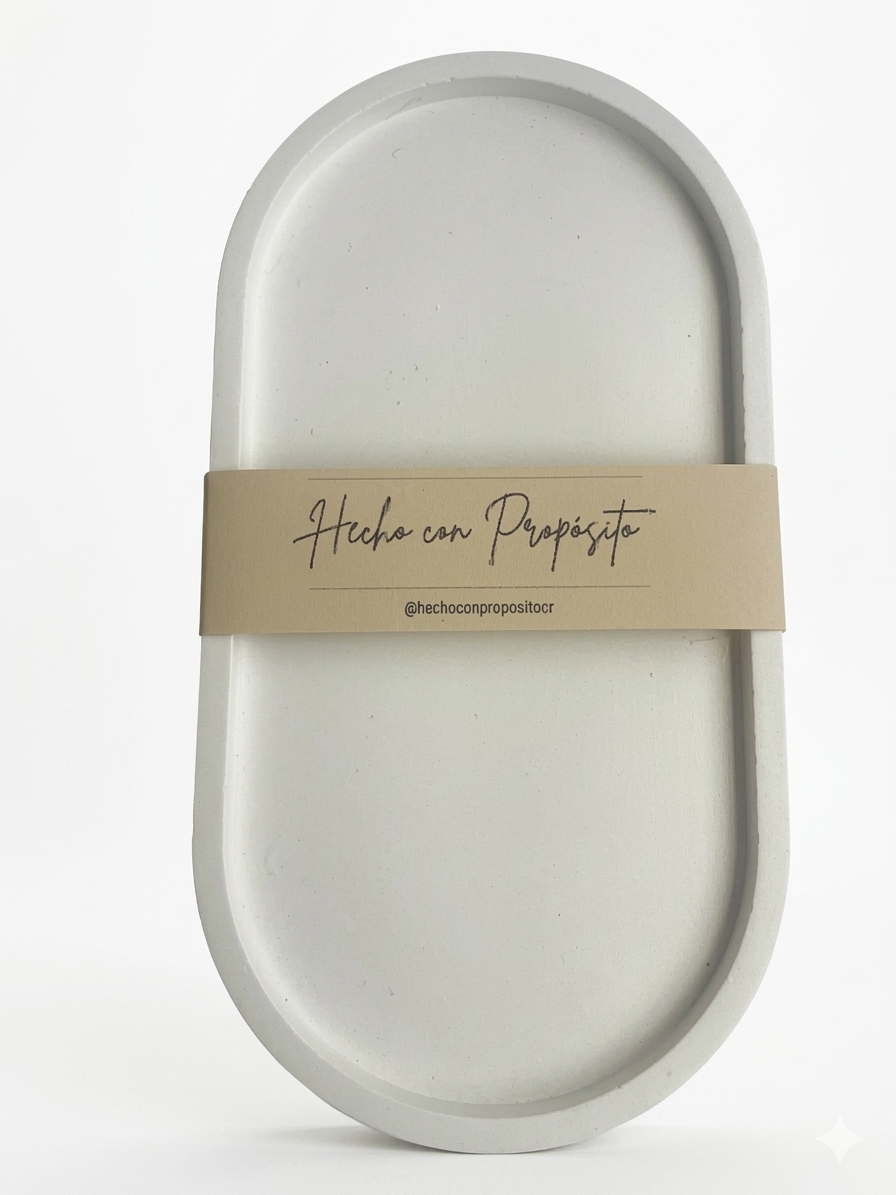 Superficie bandeja ovalada de yeso